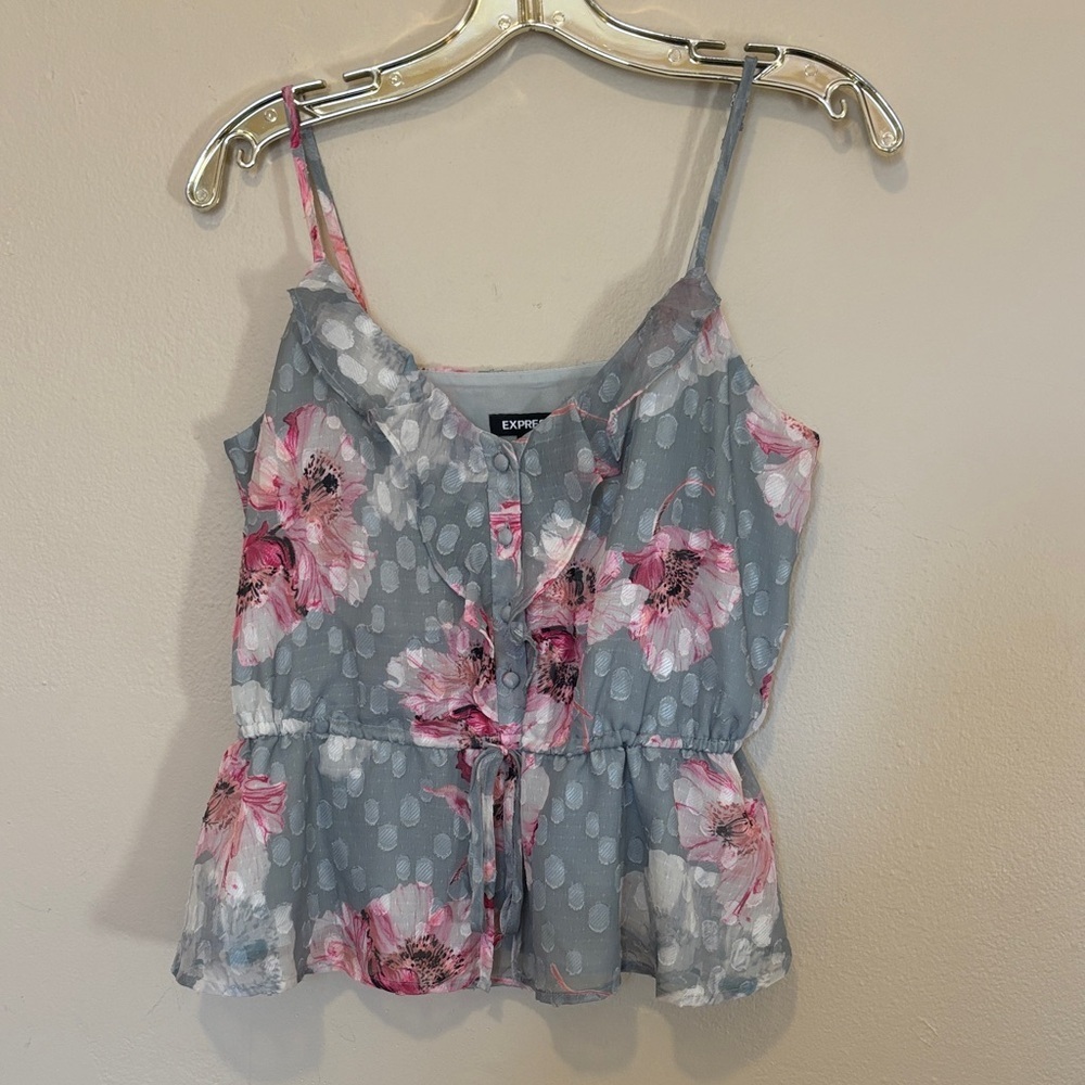 Express Floral Camisole in Gray and Pink
